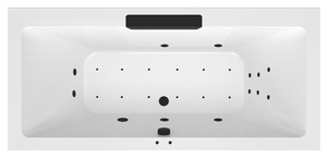 CASCATA wanna z hydromasażem, 185x85x45cm, kaskada czarna, Attraction Hydro-Air, chrom