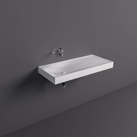 REMAL Umywalka podwieszana & nablatowa 101 x 46 cm R blat z prawej strony Biały połysk