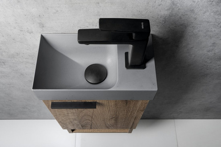 PICCOLINO umywalka betonowa, 30,8x17cm, bateria z prawej strony, szary mat