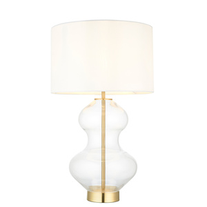 Kelda Shaped Table Lamp Satin Brass Vintage White