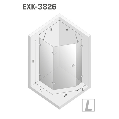 KABINA AVEXA COPPER PIĘCIOKĄTNA P 100x80x200 CZYSTE 6mm ACTIVE SHIELD