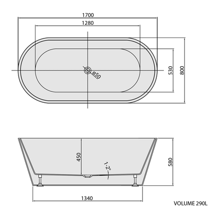AZRA wanna wolnostojąca 170x80x58cm, biały