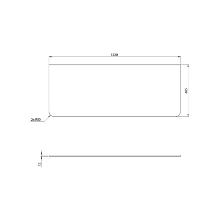 PREMIO blat kompaktowy HPL 122x1,2x48,5cm, czarny mat