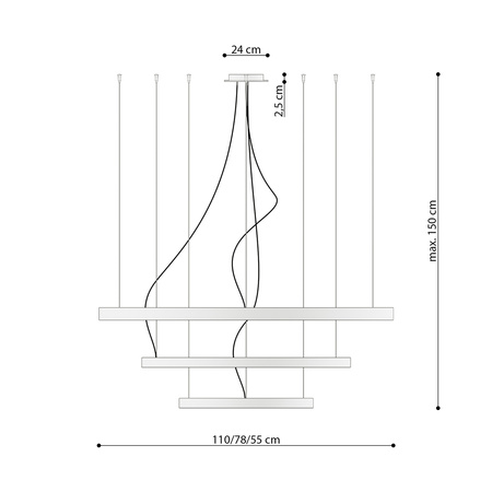 Żyrandol RIO 3 55/78/110 biały LED 3000K