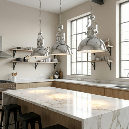 LAMPA WISZĄCA INDUSTRIALNA LOFT CHROMOWANA ETTORE