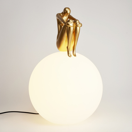 Lampa stołowa WOMAN-2 ,47 cm -złota figura, biały klosz