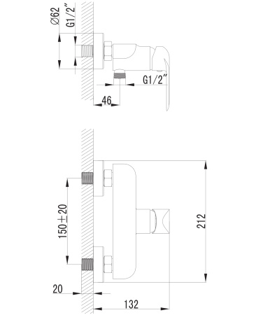 SACRAMENTO bateria prysznicowa, chrom/biały połysk