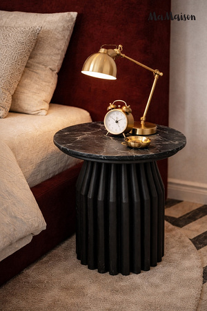 MaMaison stolik LEVANTE 50 czarny marmur  / drewno