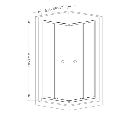 AGGA kabina prysznicowa narożna 900x900mm, szkło czyste