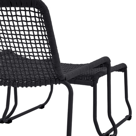 Sassano Lounge Chair with Footstool Black