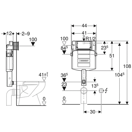 GEBERIT SIGMA splachovací nádržka pod omítku