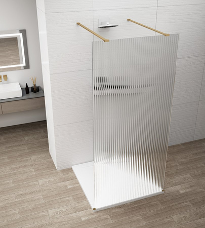 ESCA GOLD MATT jednoczęściowa kabina przysznicowa Walk-In, szkło Flute, 1000 mm