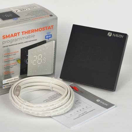 Termostat sterownik z Wi-Fi NAVIN WT410 W-16A do ogrzewania podlogowego, czarny