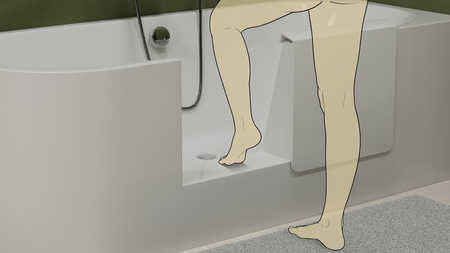 PORTAS R asymetryczna wanna z drzwiami, 180x75x60cm, biały