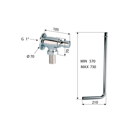 TEMPOR samozamykający ścienny zawór WC, chrom