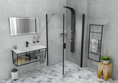 SKA konsola pod umywalkę z półką 900x400x460mm, czarny mat