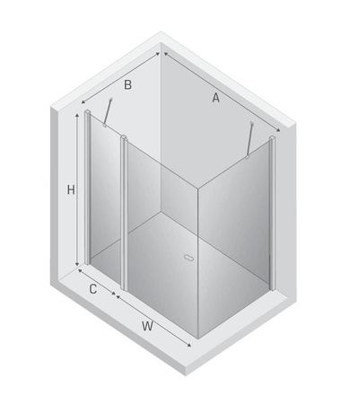 NZ2 Kabina prysznicowa NEW SOLEO 1D prostokątna U 80x75x195 szkło czyste 6mm Active Shield 2.0