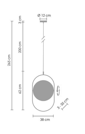Lampa wisząca ELIPSE L, 65 cm  - LED, czarna nowoczesna