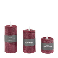 LED 1 Wick Candle Oxblood 3pk 70x70x150mm
