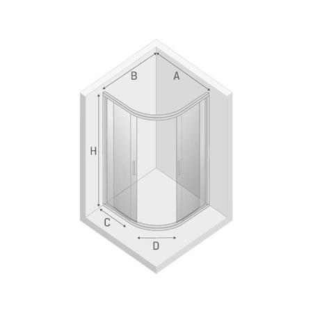 KABINA NEW PRAKTIC PÓŁOKRĄGŁA U 90x90x165 CZYSTE 6mm ACTIVE SHIELD