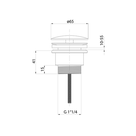 Odpływ umywalkowy 5/4'', niezamykany, 10-55mm, duży korek, miedź mat