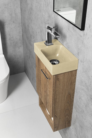 PICCOLINO umywalka betonowa, 30,8x17cm, bateria z lewej strony, żółty mat