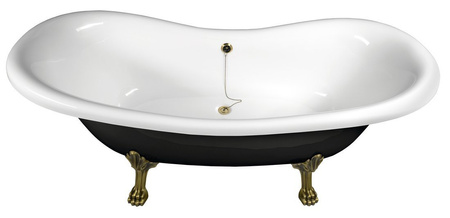 CHARLESTON wanna wolnostojąca 188x83x69cm, nogi brąz, czarno/biała