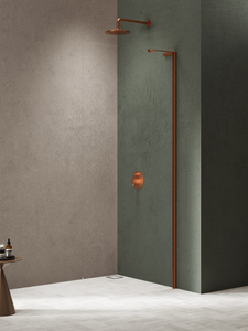 Kabina prysznicowa NESTA COPPER BRUSHED WALK-IN U 70x200 szkło czyste 8mm Active Shield 2.0 - WSPORNIK KĄTOWY