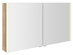 ALIX szafka z lustrem, oświetlenie LED, 2x drzwiczki, 126x70x17,5cm, dąb Alabama