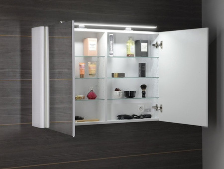 LUCIE szafka z lustrem z oświetleniem LED, 106x70x17cm, biała