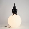 Lampa stołowa WOMAN-3 ,47 cm -czarna figura,biały klosz
