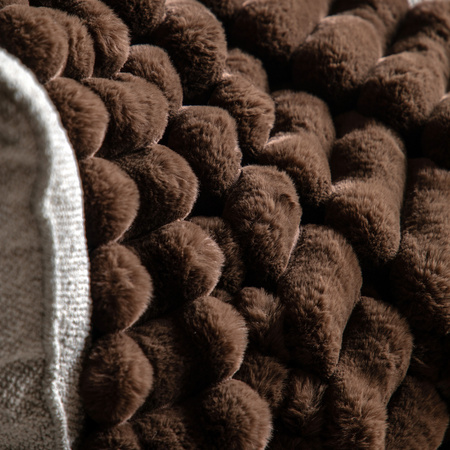Ribbed Faux Fur Throw Chocolate 1300x1700mm