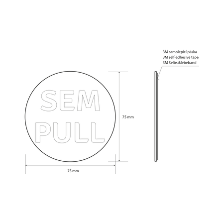 Tabliczka "SEM/PULL", średnica 75mm, stal nierdzewna