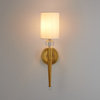 Lampa ścienna DAMA 52 cm-  złoty kinkiet z białym abażurem