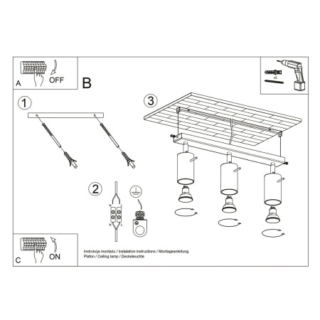 Plafon RING 3L czerwony