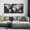 World Traveller Map Framed Canvas 750x25x1500mm