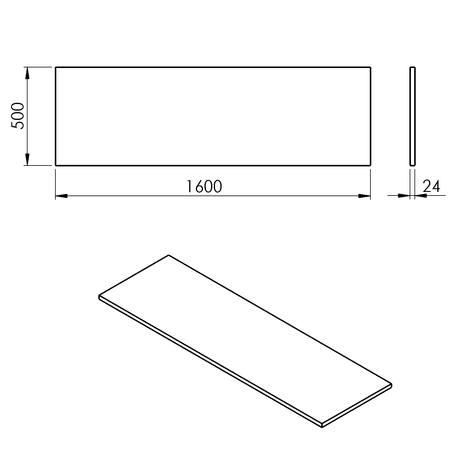 PLATO blat Rockstone 1600x24x500mm, biały mat