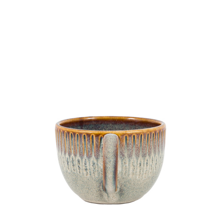 Organic Ridged Mug Stone (4pk) 145x110x80mm
