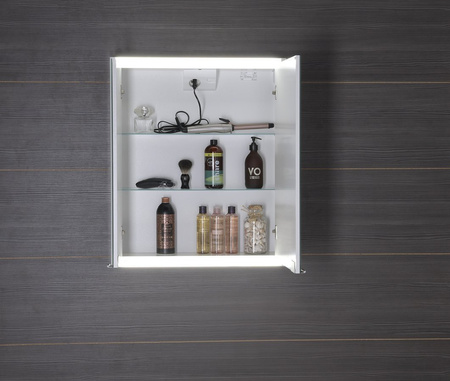 BATU szafka z lustrem 2x oświetlenie LED, 60x71x15cm, biały