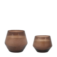 Glass Filled Candle Brown Oud Rose 2pk