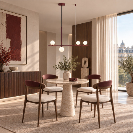 Lampa wisząca MODERNO 80 cm - burgundowa z białymi kloszami