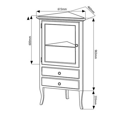 RETRO szafka narożna 60x120x47cm, starobiała, lewa