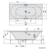 VIVA B wanna z hydromasażem, 185x80x47cm, Active Hydro-Air, chrom