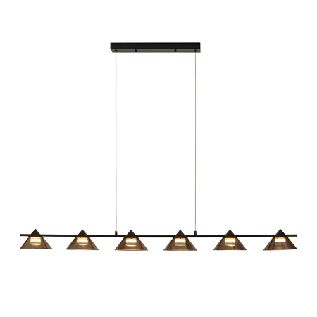 Lampa wisząca BLAKE 140 cm - LED, czarna, podłużna z sześcioma dymionymi kloszami