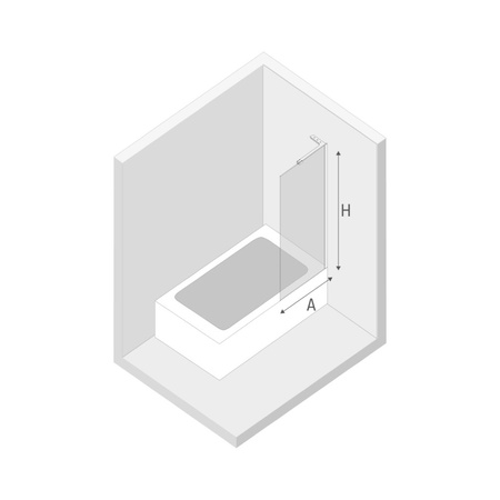 NZ4 Parawan nawannowy NESTA COPPER BRUSHED stały U 50x140 szkło czyste 8mm Active Shield 2.0 - WSPORNIK KĄTOWY