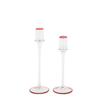Red Rim Glass Candle Stick Set of 2 72x72x22mm