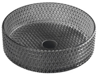 MARAGUA grawerowana szklana umywalka nablatowa średnica 39,5cm, czarny