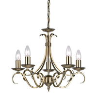 Bernice 5 Pendant Light Antique Brass