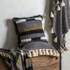 Woven Cushion with Tassels Black 450x450mm