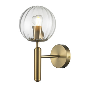 Lampa ścienna PALLA 15 cm - kinkiet złoty ze szklanym kloszem